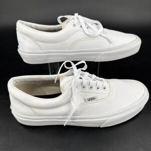 Vans Off the Wall Classic UNISEX White‎ Leather Lace Up Shoes Sneakers M8 W9.5